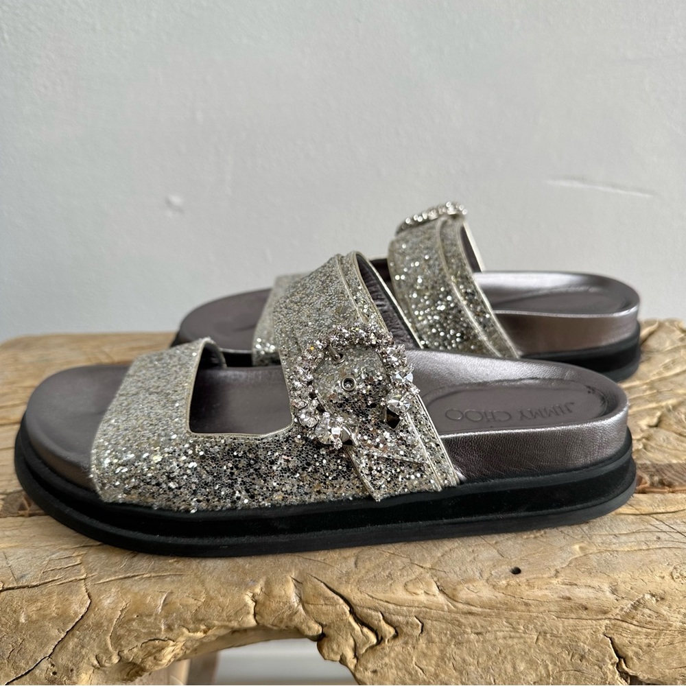 Like New Jimmy Choo Crystal Slides